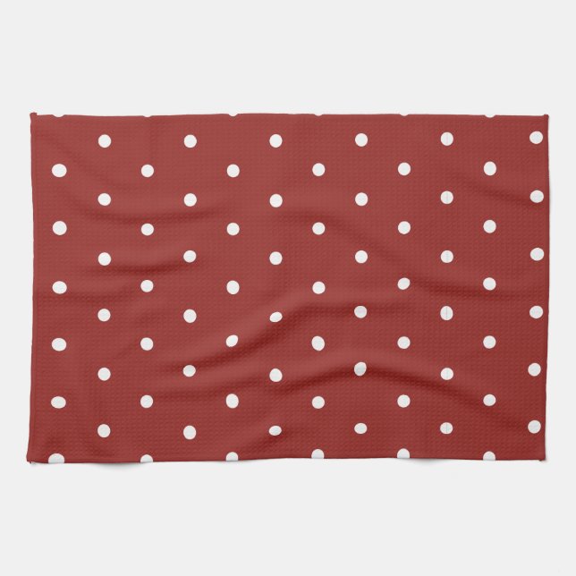 Linge De Cuisine Blanc sur Pois rouges (Horizontal)