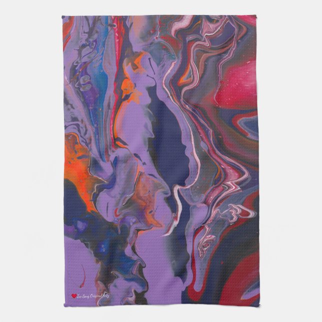 Linge De Cuisine Blanc violet bleu rouge orange Abstrait (Vertical)