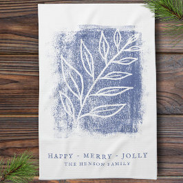 Linge De Cuisine Bleu Artistique Blanc Twig Famille Noël