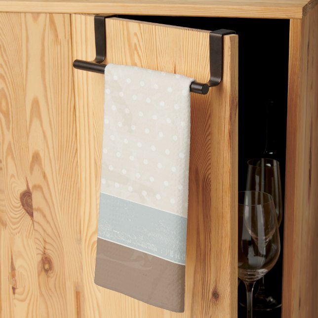 Linge De Cuisine Bleu Beige Brown Pois doux Arrière - plan rétro (Pliage en tiers)