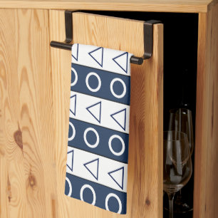 Linge De Cuisine Bleu Blancs Motif géométrique moderne