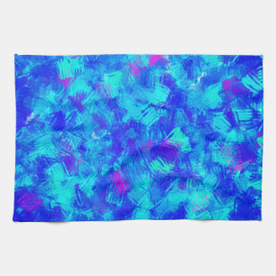 Linge De Cuisine Bleu clair Abstrait Brush Strokes Design