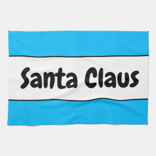 Linge De Cuisine Bleu clair Bleu Grandes Blancs Amusants Père Noël 