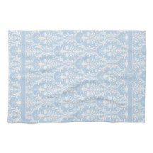 Bleu clair Flore Blanche Tirages Damas 4 Monogramm