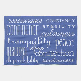 Linge De Cuisine Bleu classique en mots