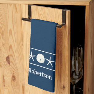 Linge De Cuisine Bleu de la marine Sable Dollar Côtier