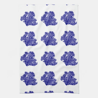 Linge De Cuisine Bleu de la marine sur le carré blanc