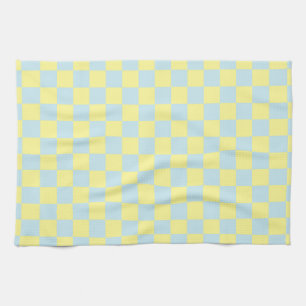Linge De Cuisine Bleu doux et jaune Checkered