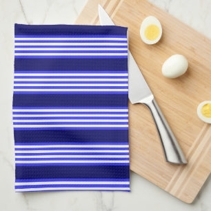 Linge De Cuisine Bleu et blanc cinq bandes motif