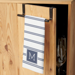 Linge De Cuisine Bleu et blanc de marine, rayures modernes