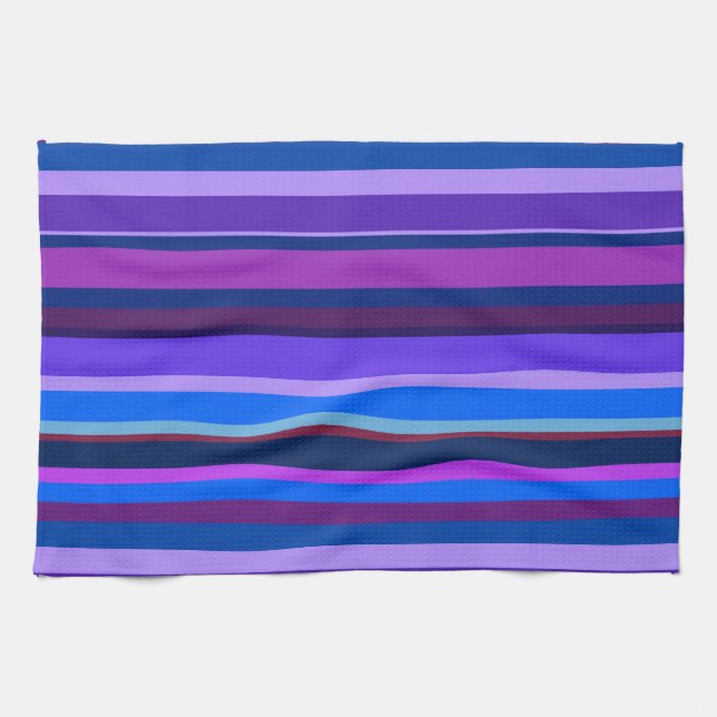Linge De Cuisine Bleu et violet bandes horizontales (Horizontal)