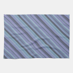 Linge De Cuisine Bleu-gris bandes diagonales