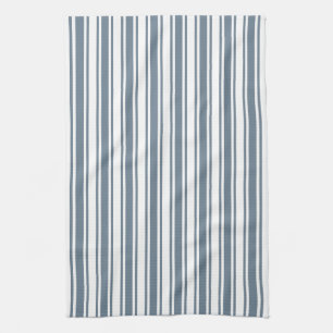 Linge De Cuisine Bleu gris et blanc rayures de bonbons