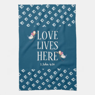 Linge De Cuisine Bleu   LOVE LIVES ICI   Personnalisable