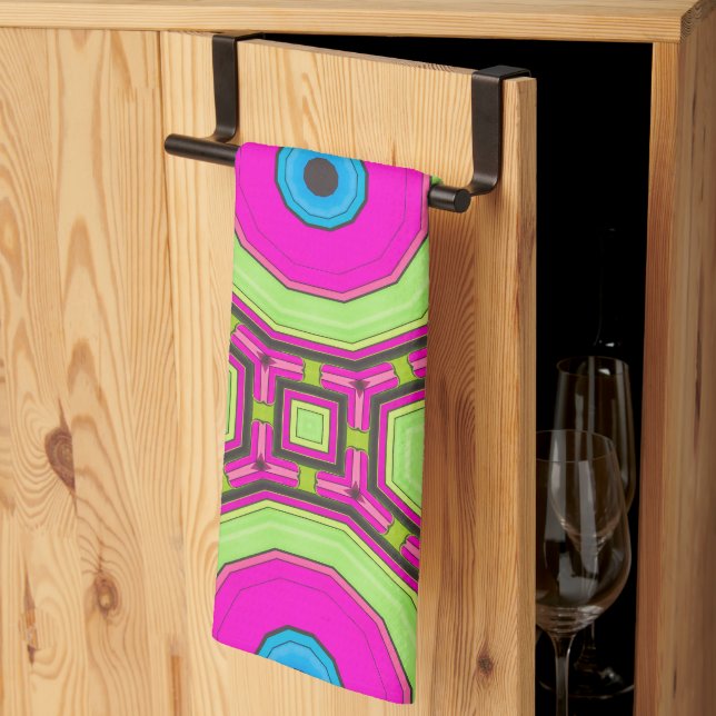 Linge De Cuisine Bleu rose Abstrait (Pliage en tiers)