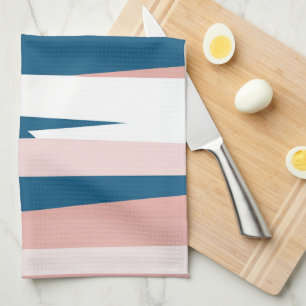 Linge De Cuisine Bleu rose et blanc Abstrait