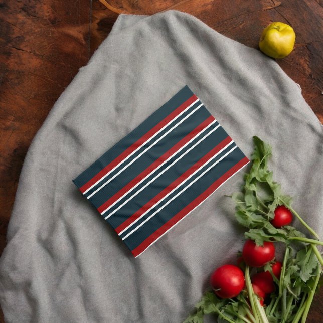 Linge De Cuisine Bleu Rouge uniforme rayures (Kitchen Towel)