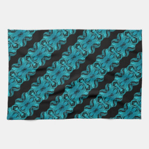 Linge De Cuisine Bleu Turquoise Motif unique/rayures