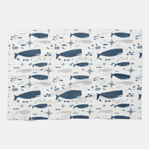 LINGE DE CUISINE BLEUE BLANCHE DE BALEINE DE SPERME AVEC TEXTURE