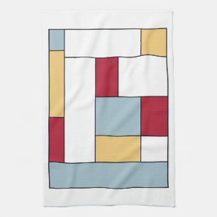 Linge De Cuisine Blocs de couleur rouge bleu jaune du milieu du siè