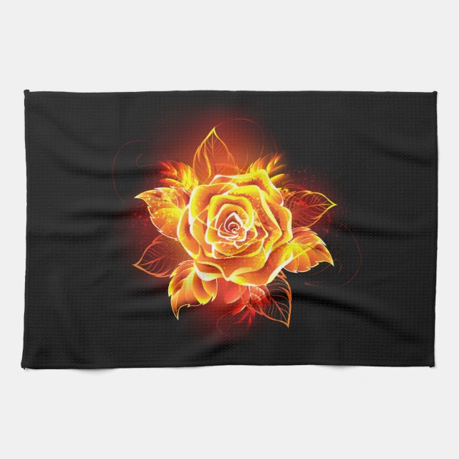 Linge De Cuisine Blooming Fire Rose (Horizontal)
