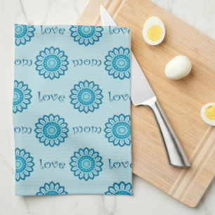 Linge De Cuisine Blue Floral Maman Amour Motif