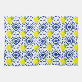 Linge De Cuisine Blue Geometric Lemon Tile