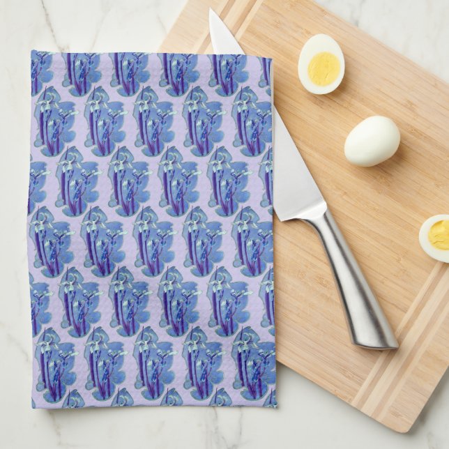 Linge De Cuisine Blue Irises Floral Design (Quart Plié)