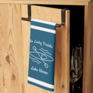 Linge De Cuisine Blue Kayak Monogramme Nom Maison du lac