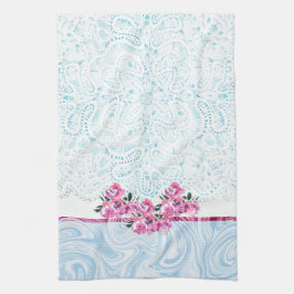 Linge De Cuisine Blue Shabby Chic Lacey Pink Floral Kitchen Towne