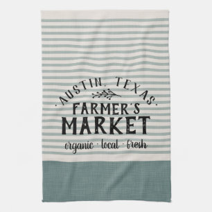 Linge De Cuisine Blue Stripes Custom Farmer's Market   Ferme