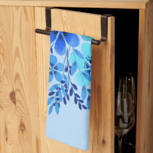 Linge De Cuisine Blue Watercolor Flower