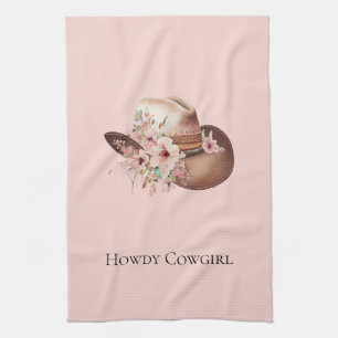 Linge De Cuisine Blush Pink Howdy Cowgirl Floral Casquettes occiden