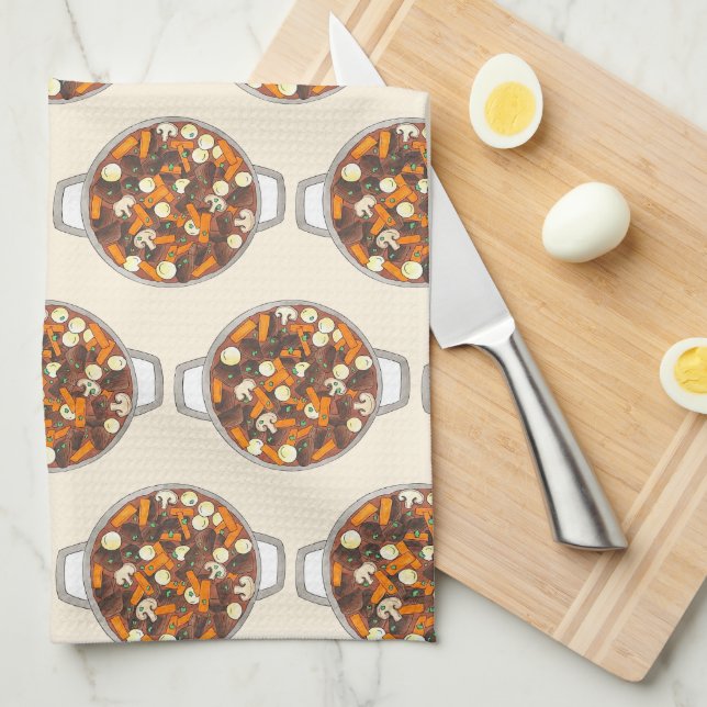 Linge De Cuisine Boeuf Bourguignon Burgundy Stew Français (Quart Plié)