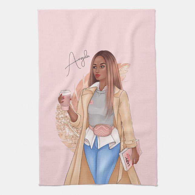 Linge De Cuisine Bohème Faux Parties scintillant fille Tan cheveux  (Vertical)