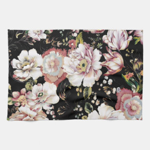 Linge De Cuisine bohème france chic noir floral