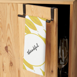 Linge De Cuisine Boho Chic Jaune Feuilles d'automne Aquarelle