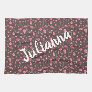 Linge De Cuisine Boho Chic motif floral rose Brown personnalisé