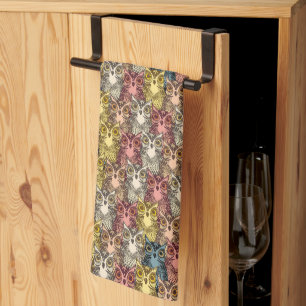 Linge De Cuisine Boho coloré Boodland Owl Motif
