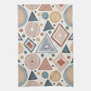 Linge De Cuisine Boho formes géométriques Abstraites Motif en terre