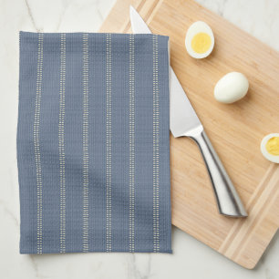 Linge De Cuisine Boho géo lignes simples beige denim bleu rustique