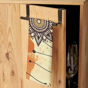 Linge De Cuisine Boho Mandala Automne chaud Rustique Floral