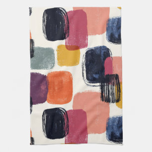 Linge De Cuisine Boho moderne Abstrait Brushstroke -Bold Retro Colo