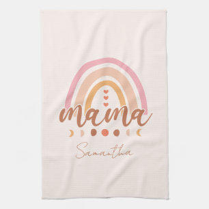 Linge De Cuisine Boho Rainbow Mama avec phases de lune