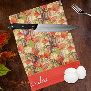 Linge De Cuisine BOHO Watercolor Citrouille Fall Thanksgiving