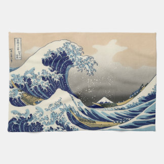 Linge De Cuisine Bois de graveur japonais : Grande vague outre de