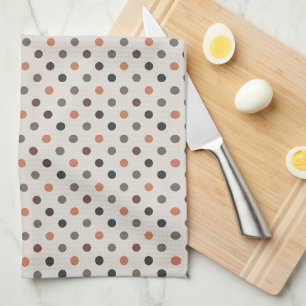 Linge De Cuisine Bois Tons Terre Clair Motif Points de Polka Design