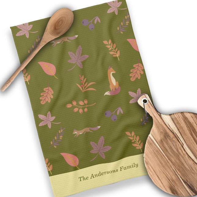 Linge De Cuisine Bois Whimsical Vibes Automne Personnaliser la fami (Créateur téléchargé)