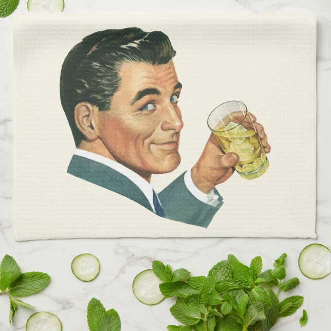 Linge De Cuisine Boissons Cocktails Anciens, Homme Buvant des Boiss (Plié)