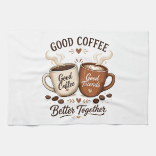 Linge De Cuisine Bon café, bons amis avec deux tasses à café